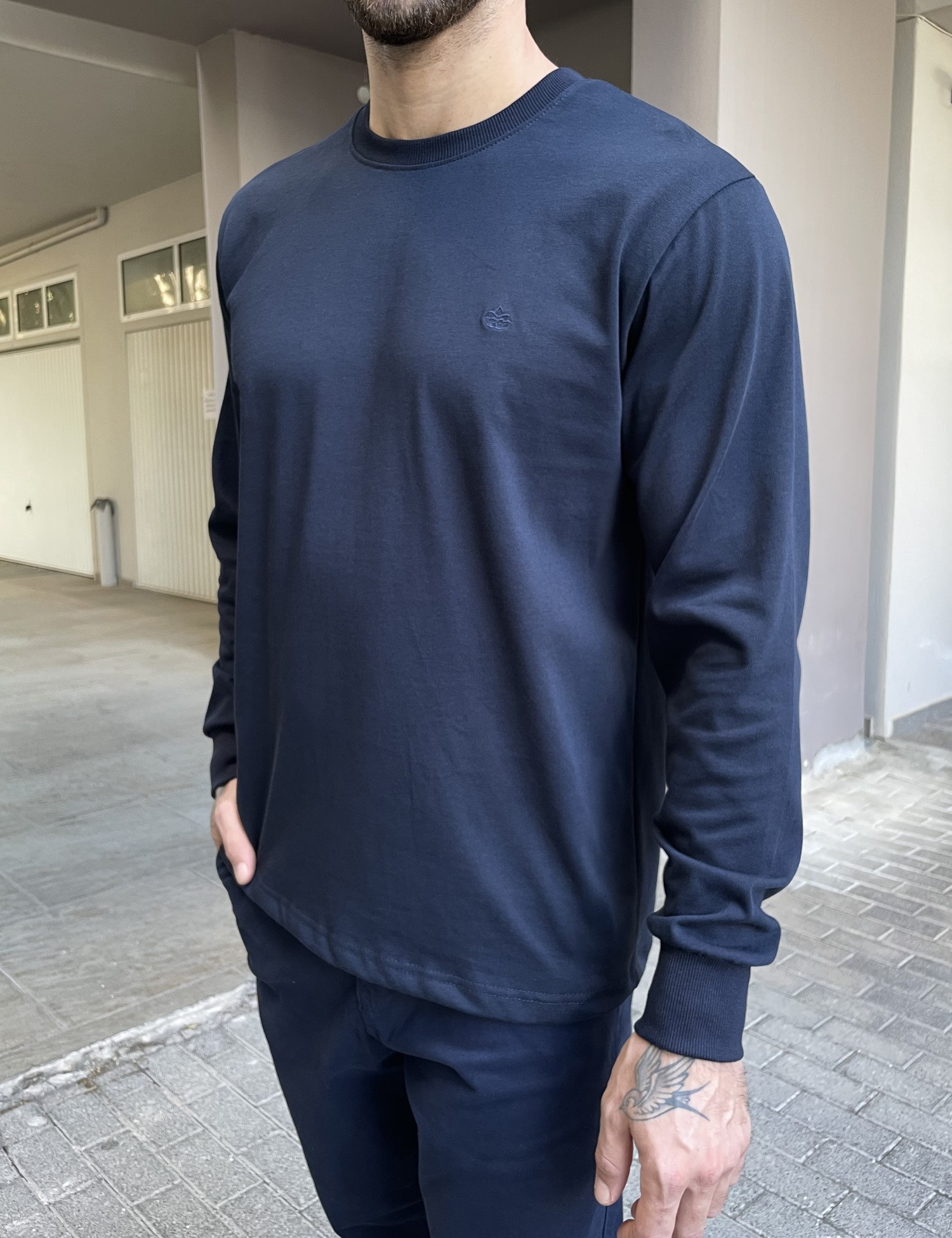 Everbest Ανδρική μπλε navy βαμβακερή μπλούζα Plus size 2610160 φωτογραφία